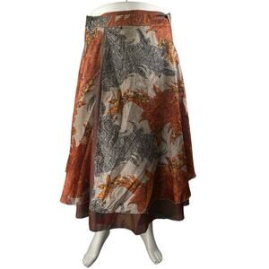 NEW Parle Womens Multicolor Layered Asymmetrical Midi A-Line Flare Wrap Skirt OS